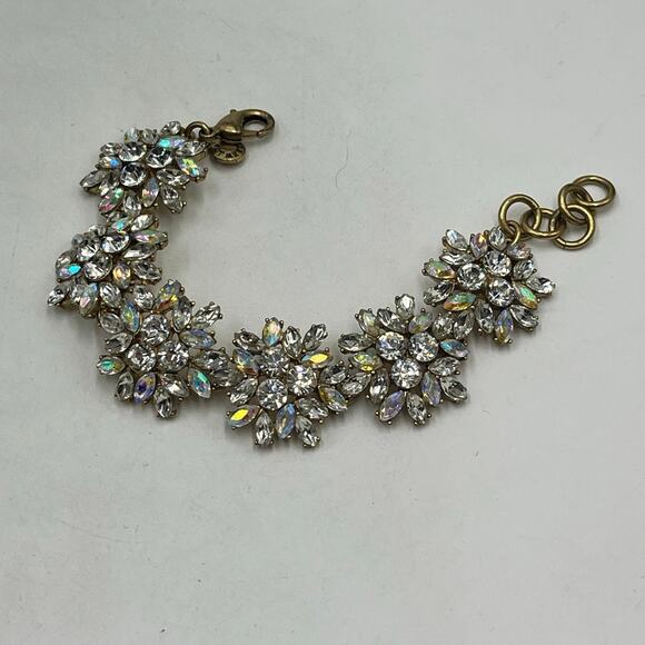 J. Crew Crystal Firework Cluster Glass Rhinestone Statement Bling Bracelet - Picture 1 of 7
